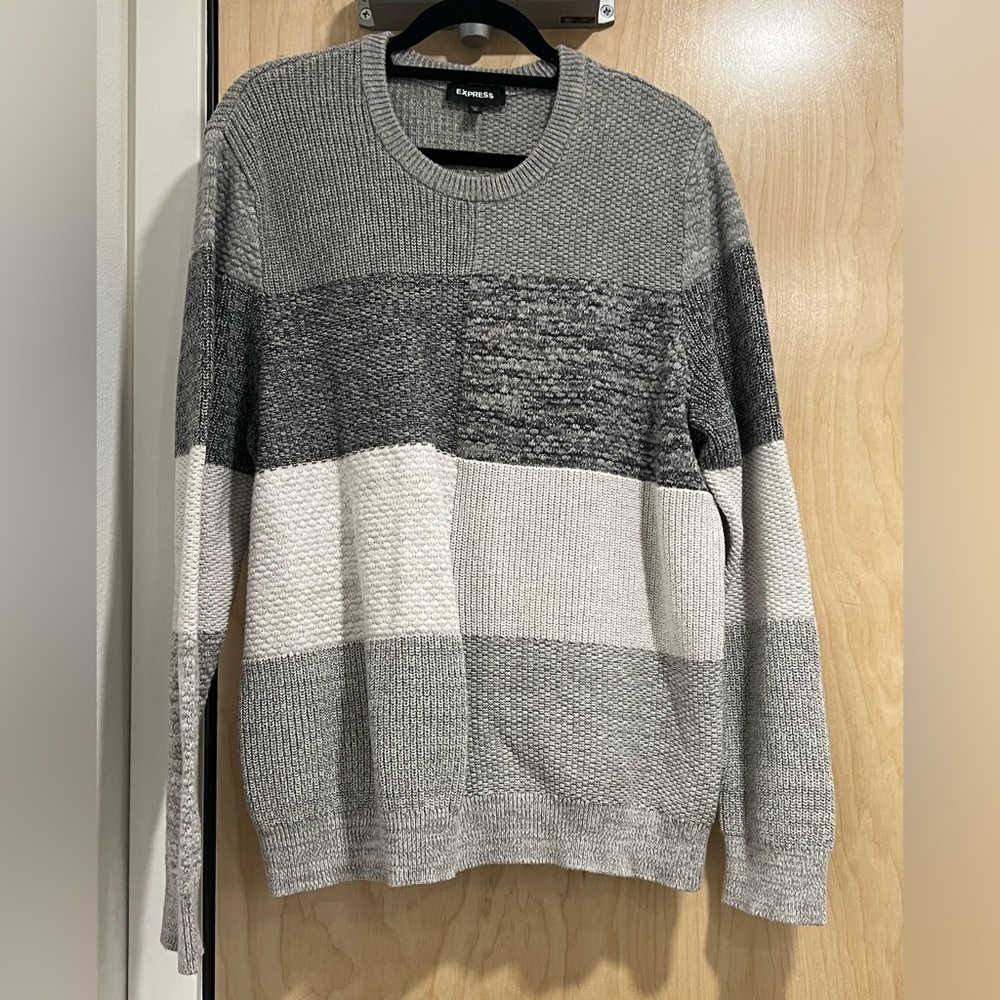 Express Men’s Gray Color Block Sweater